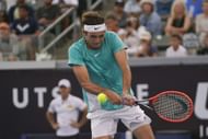 Taylor Fritz in action at the Ultimate Tennis Showdown